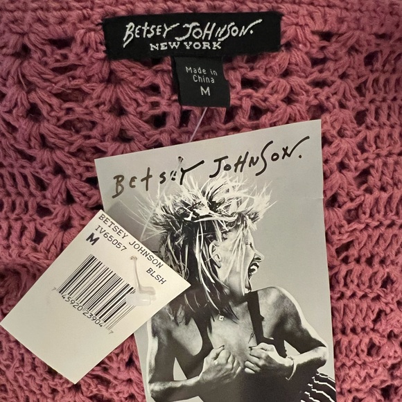 NWT Vintage Betsey Johnson New York Crochet Ribbon Bell Sleeve Duster Cardigan - Picture 6 of 7